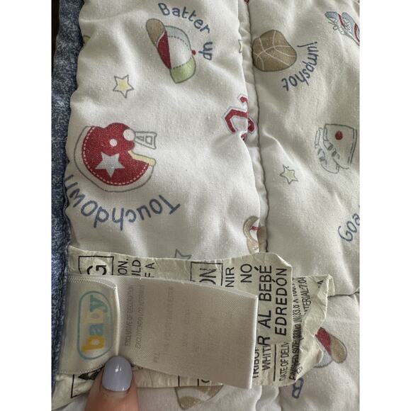 Baby Connection Sports Crib Bedding Quilted Comforter Nursery Football Baseball - Picture 7 of 9